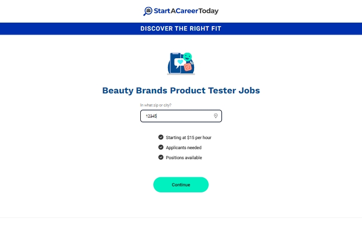 StartACareerToday - Beauty Brands Product Tester