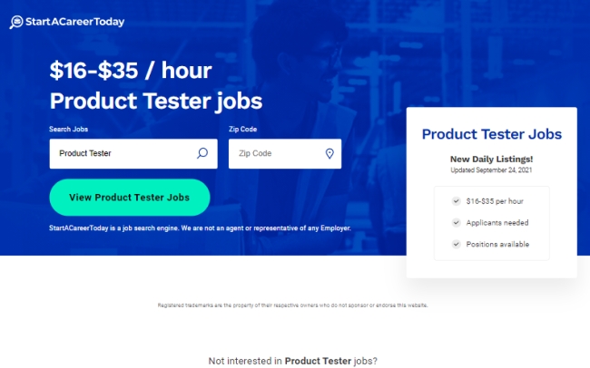 StartACareerToday - Product Tester - (US)