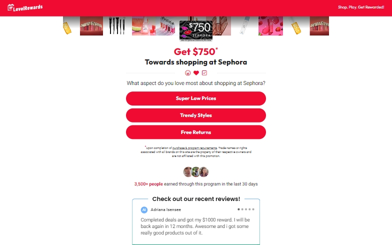 Rewards US - Sephora $750 Shopping