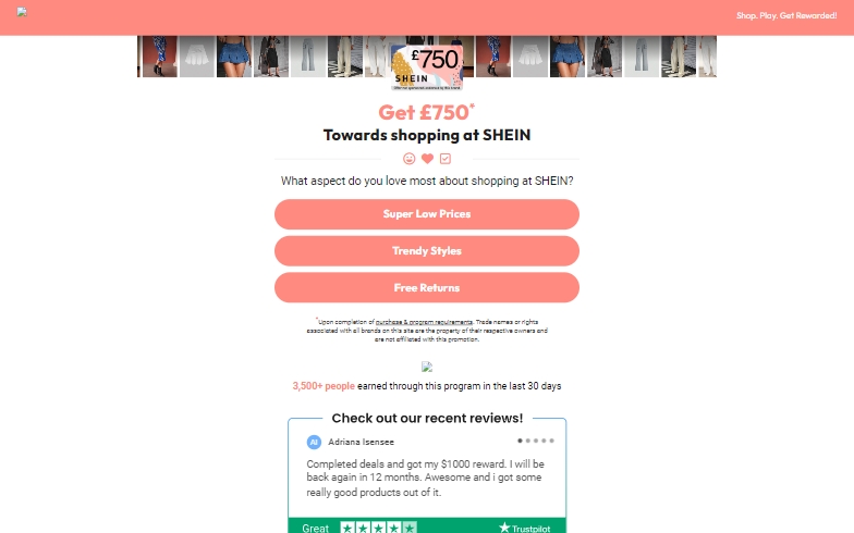 Rewards UK - Shein £750 Shopping