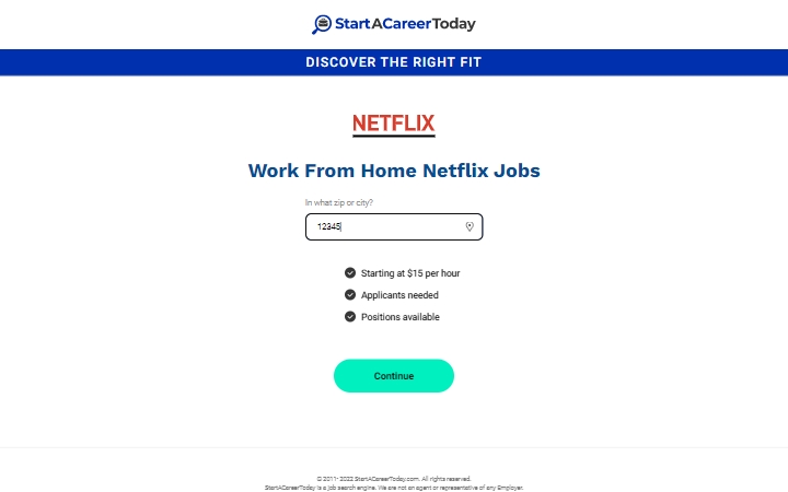 StartACareerToday - Work from Home Netflix